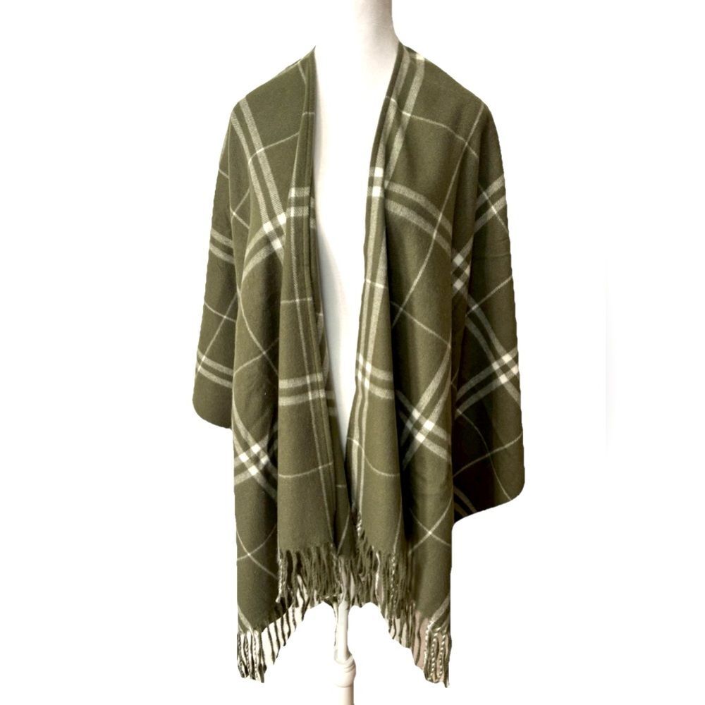 Belle by Kim Gravel Women's Regular Hello Fall Plaid Ruana Loden One Size Missy